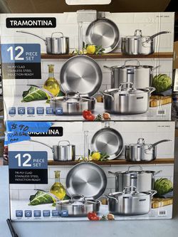 Costco Members: 12-Piece Tramontina Tri-Ply Clad Stainless Steel Cookware  Set