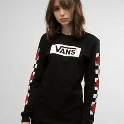 NEW W/O TAGS VANS OFF THE WALL LONG SLEEVED WOMEN'S SIZE SMALL ROSE SHIRT TOP BLOUSE