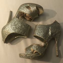 Gold Glitter Cut Out Heels