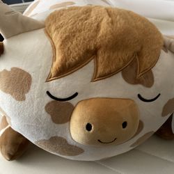 New- Squishmallows 18" Large Plush Alonzo Brown and White Highland Cow Sleepamallows