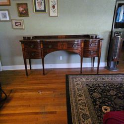 GEORGE III FLAMING MAHOGANY SATINWOOD SIDEBOARD 