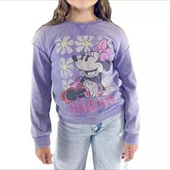 Minnie Mouse Girls Mineral Washed Crewneck Pullover 