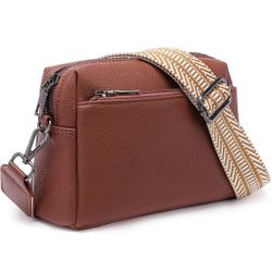 New Triple Zip Crossbody Bags for Women Pu Leather Small Cell Phone Purse with Adjustable Shoulder Strap