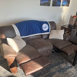 Leather Reclining Couch Set