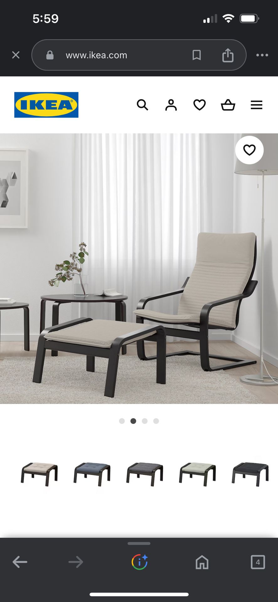 Ikea poang chair with ottoman