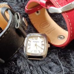 Fossil Watch w/ Two Leather Bands