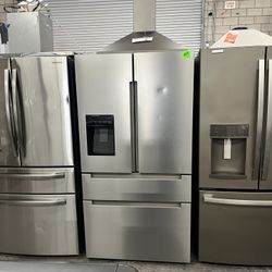 Refrigerator 4 Door With Water Dispenser And Ice Maker Stainless Steel New