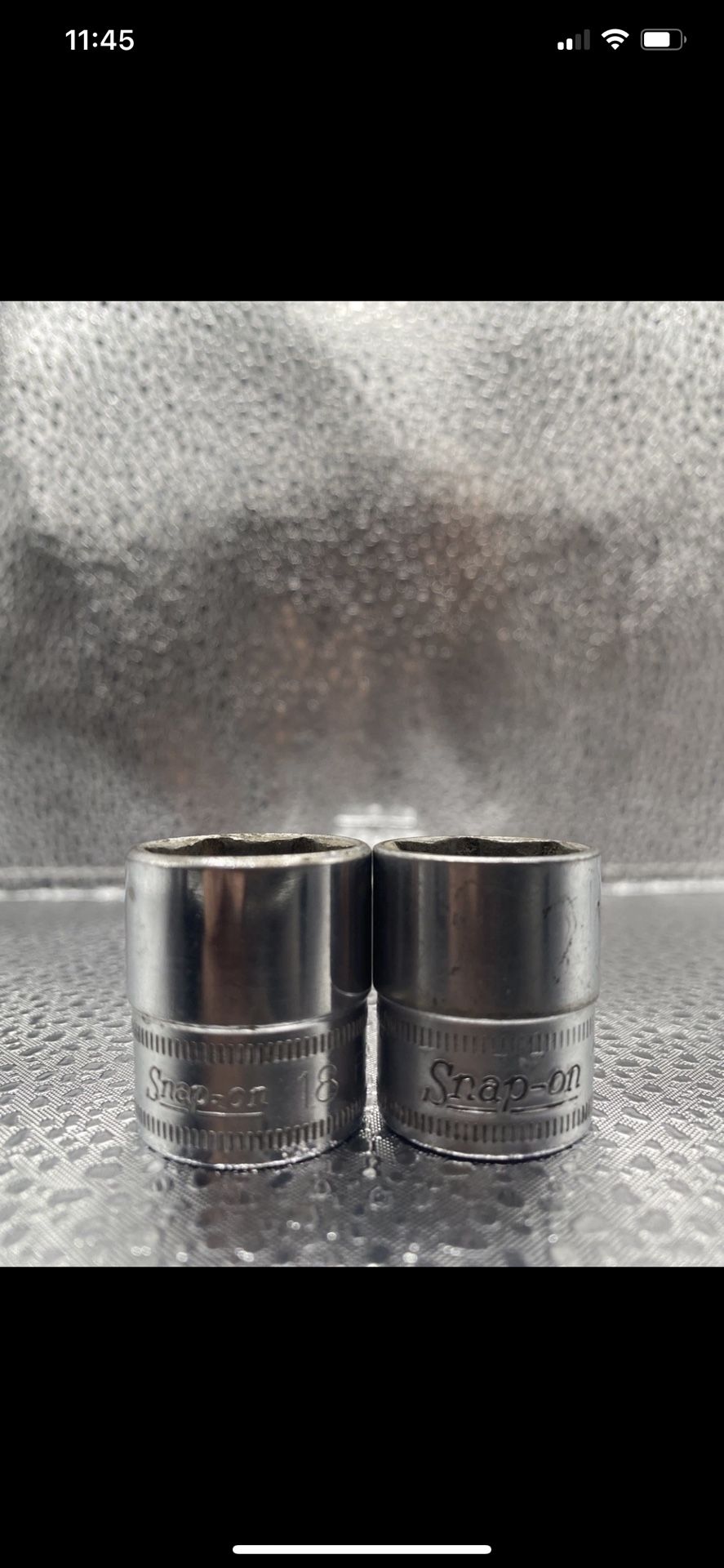 Bundle lot of 2 Snap-on FSM171 FSM181 Chrome Socket 18mm 6pt 3/8" Drive  17mm