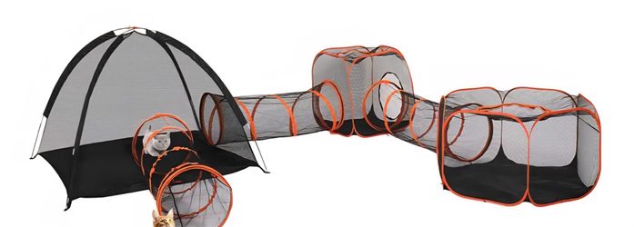 Outdoor Cat Enclosure with Tunnels