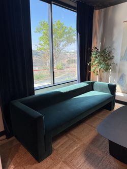 CB2 Matra Deep Teal Velvet Sofa – Like New