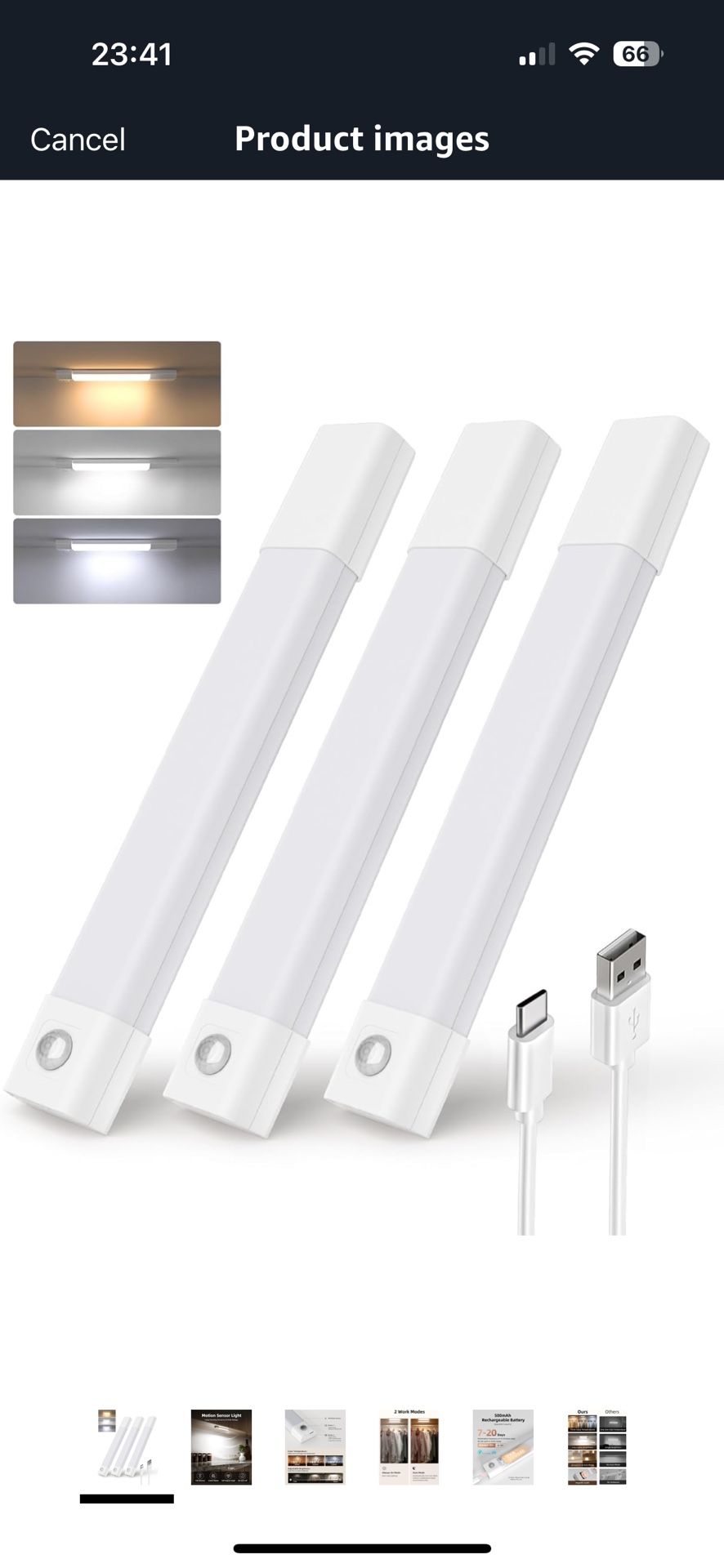 EZVALO Closet Lights, 30 LED Rechargeable Under Cabinet Lighting Wireless, 3 Color Temps Under Cabinet Lights, Dimmer Motion Sensor Light Indoor for P