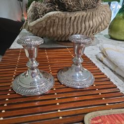 Pair Frank M Whiting Sterling Silver Candlesticks Weighted Reinforced