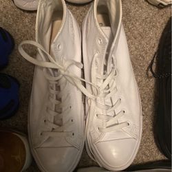 All White Leather Converses