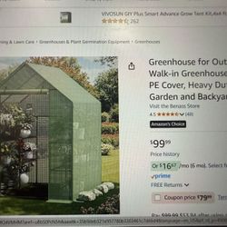 Greenhouse for Outdoors, Sn Walk-in Greenhouses with 3* PE Cover, Heavy Duty Plant C Garden and Backyard