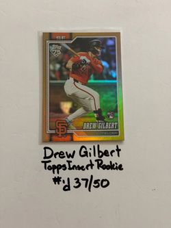 Drew Gilbert San Francisco Giants Outfielder Topps Short Print Insert Rookie Card. #’d 37/50.