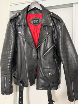 Straight To Hell Commando Leather Motorcycle Jacket, size 46, Black, Excellent