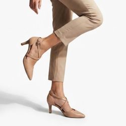 ALEX MARIE Nude Pointed Toe Strappy D'Orsay Kitten Heels 9