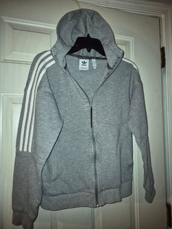 Adidas Logo Grey Zip up Hoodie