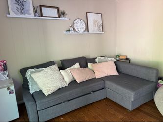 IKEA Gray Sectional Sofa w Pull-Out Bed