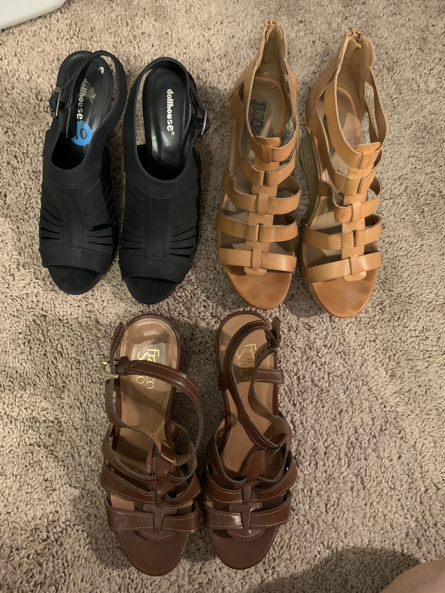 3 Pairs of Wedge Heels Sz10