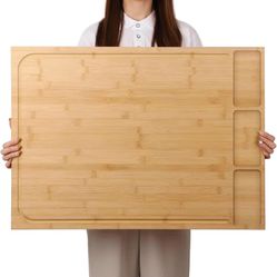 30 X 21 in Extra Large Bamboo Cutting Board and Stovetop Cover, Stove Top Cover 