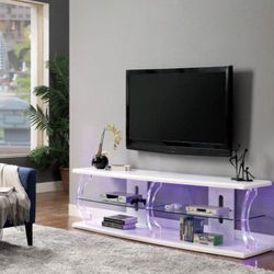 Brand New White 72" Tv Stand Built-in LED Lights