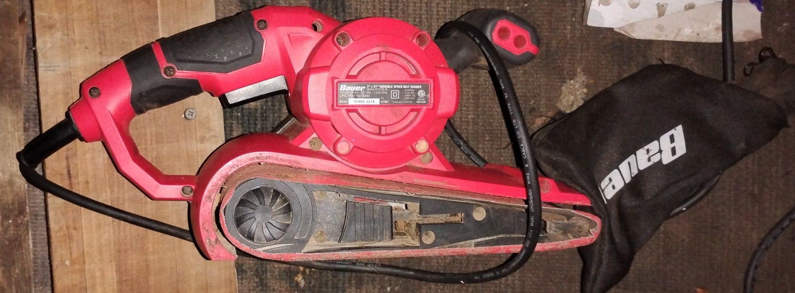 Bauer 8 Amp 3 in. x 21 in. Variable-Speed Belt Sander (Lightly Used)