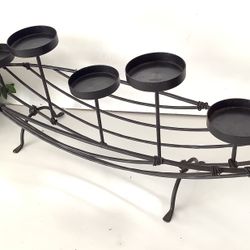 Black Metal 5 Candle Holder Centerpiece – 23” Decorative