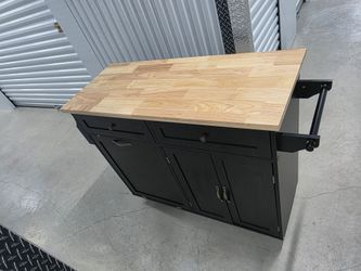 Kitchen Island with Storage & Wheels