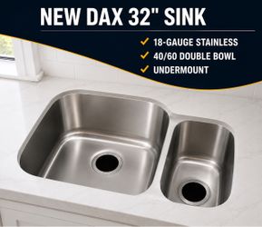 NEW DAX 32" 40/60 Double-Bowl Undermount Stainless Sink