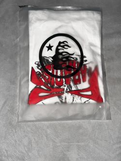 White Graphic Hellstar T-Shirt with Red and Black Print