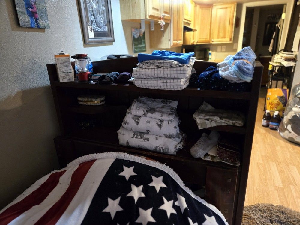 FREE WOOD BED FRAME, no mattress.