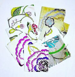 Manuel Canovas  Embroidery Fabric Set Of 9 Remnants