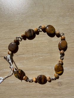 Tiger’s Eye & Picture Jasper Anklet