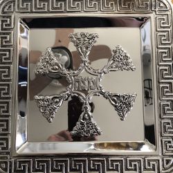 Silver Metal Matzah Holder Tray For Passover Seder 12 X 12