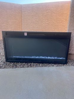 Electric Fireplace Insert with Glass Beads