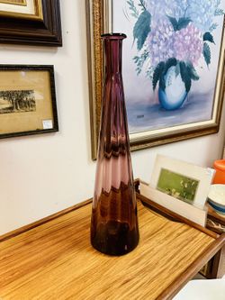 Hand Blown Purple Italian Glass Tall Vase