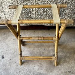 MCM Vintage Rattan Luggage Racks - Set of 2