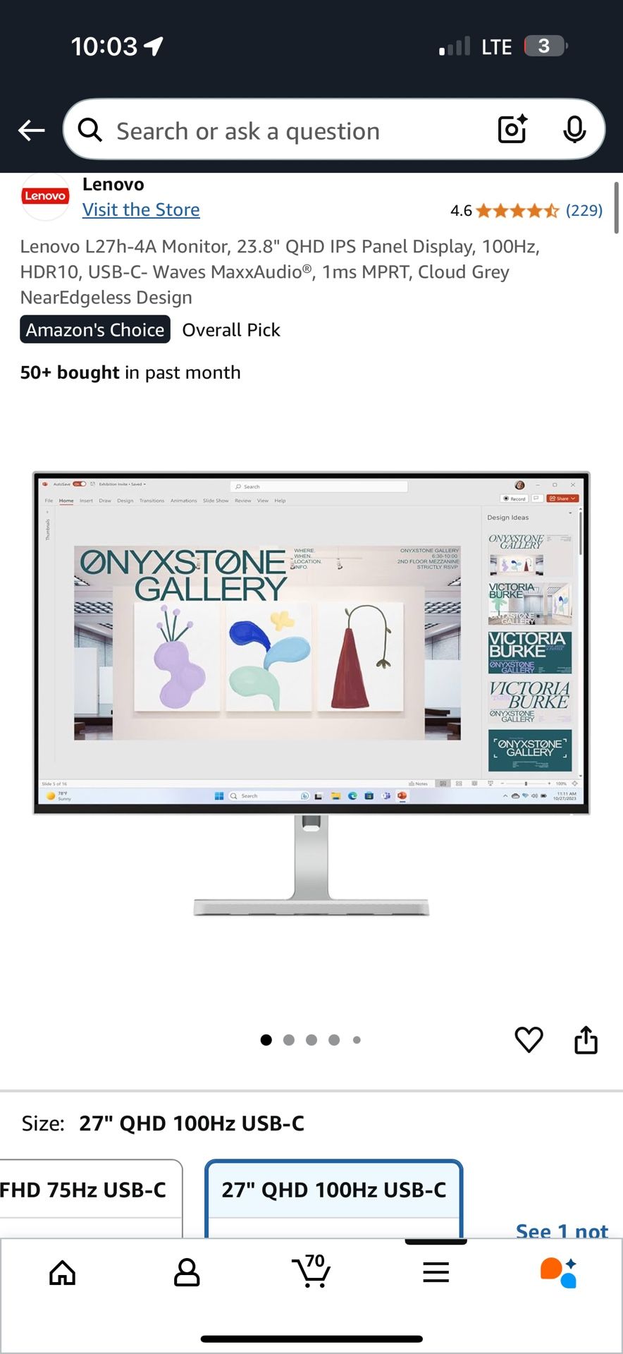 Lenovo monitor ( l27h-4A flat panel) New In Box