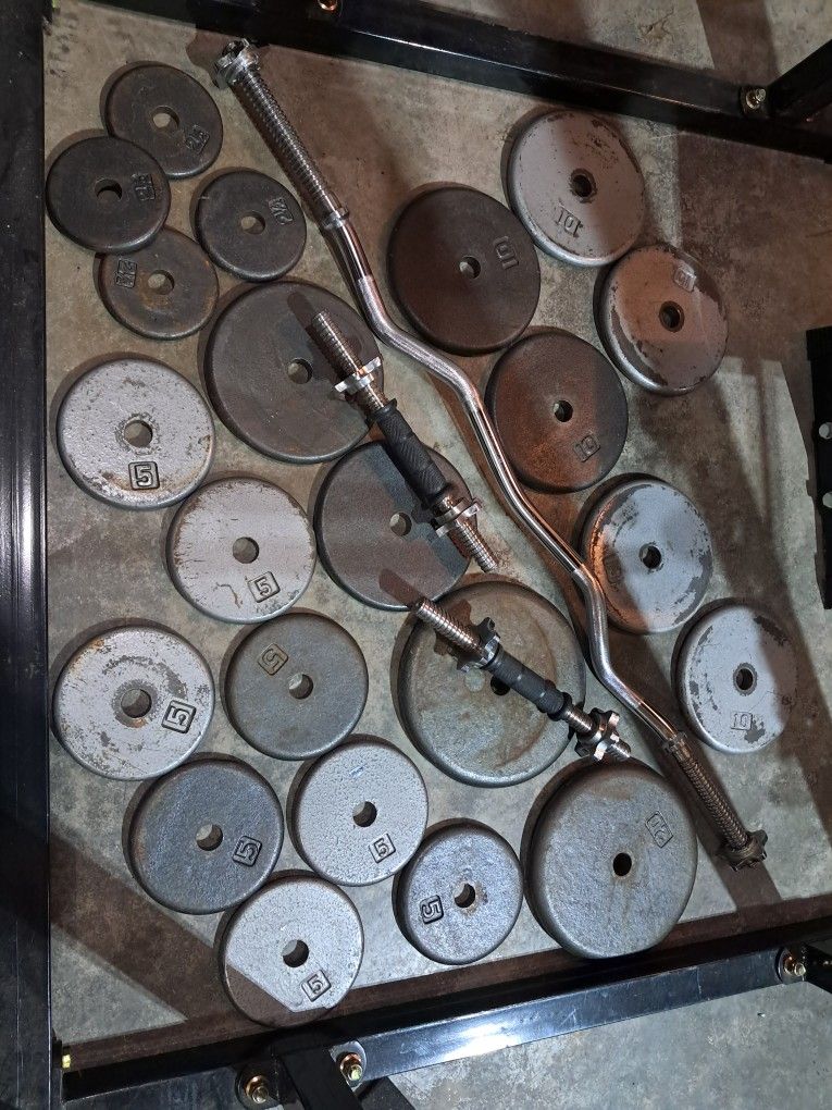Weights 170lb $150 Free EZ Curl, Dumbbells