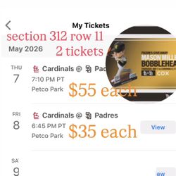 May 7, 8, 10, 18 Padres vs Cardinals vs. Dodgers