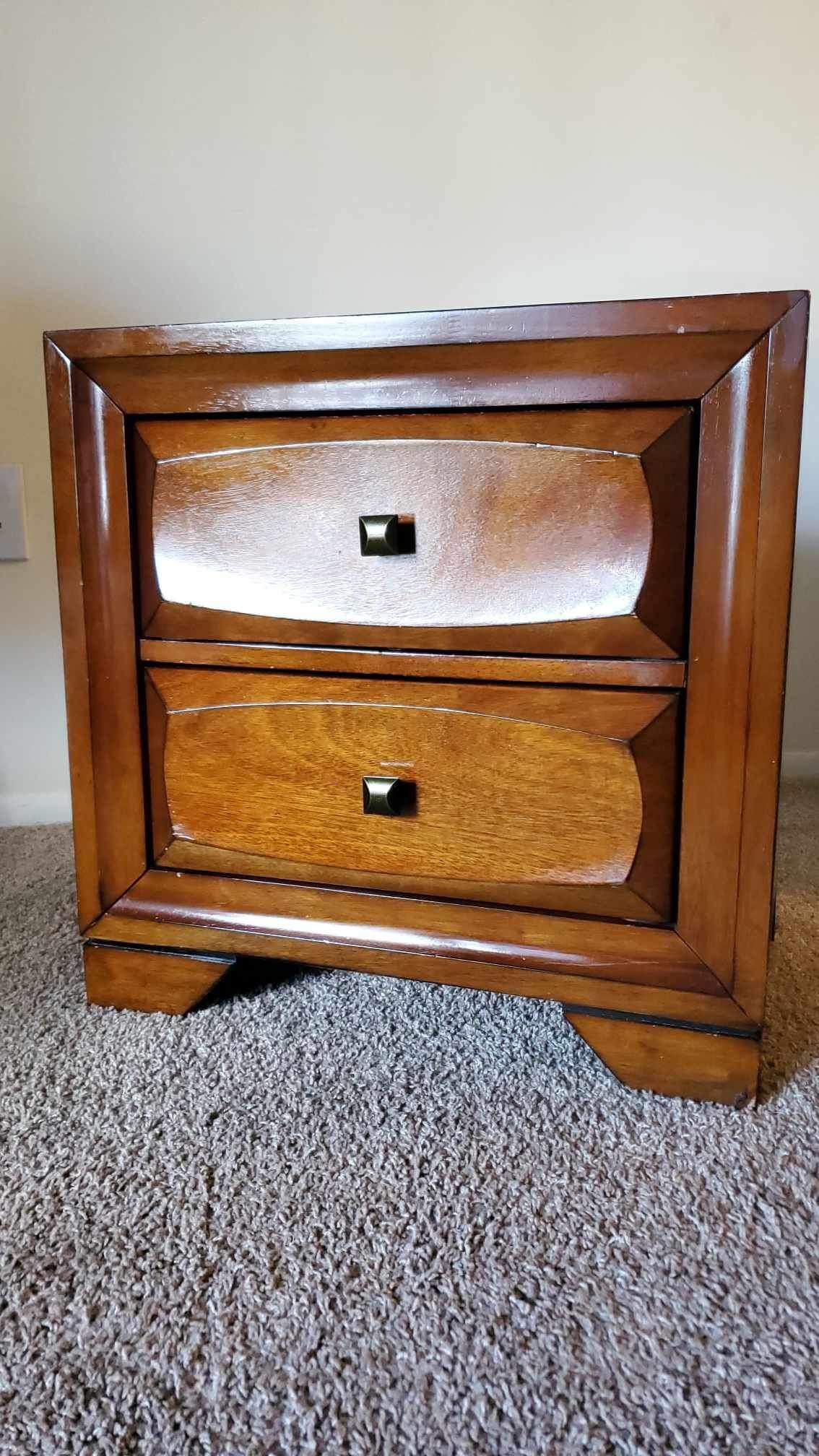 Antique Finish 2 Drawer Nightstand