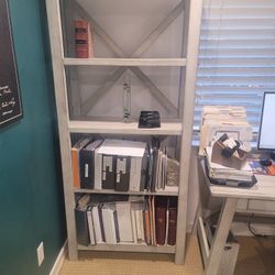 Ashley Office Furniture Set, Desk 2 Drawer, Book Case, Printer Stand, Distressed White