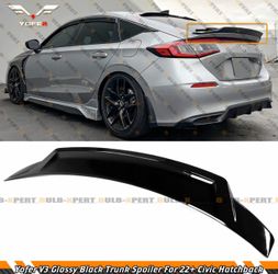 Yofer V3 Gloss Black HighKick Duckbill Trunk Spoiler For 2022-26 Civic Hatchback