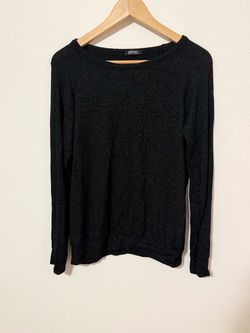 Buffalo David Bitton Long Sleeve Top Charcoal Black Heathered Sweater Size Large