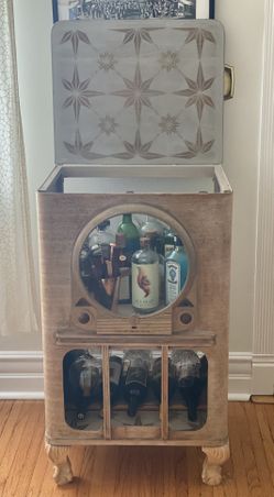 Handmade Refurbished Bar Cart - Vintage 1950s Zenith TV With One Of A Kind Porthole