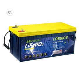 LOSSIGY Universal 36V Bluetooth LiFePO4 Battery, 36 Volt 100AH Deep Cycle Lithium Battery, Built in 100A BMS Peak Current 500A, 10 Yrs Lifespan