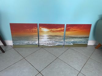 Two 3-Piece Canvas Wall Art Sets – Excellent Condition – $80 for Both