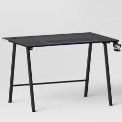 RGB Gaming Desk – LED Edge Lighting, Mouse Pad Surface, Cup Holder