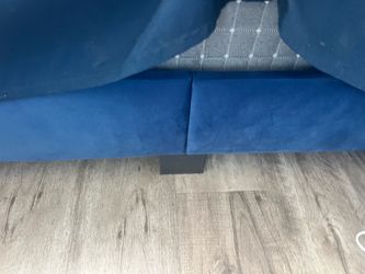 Blue Velvet Upholstered Bed Frame